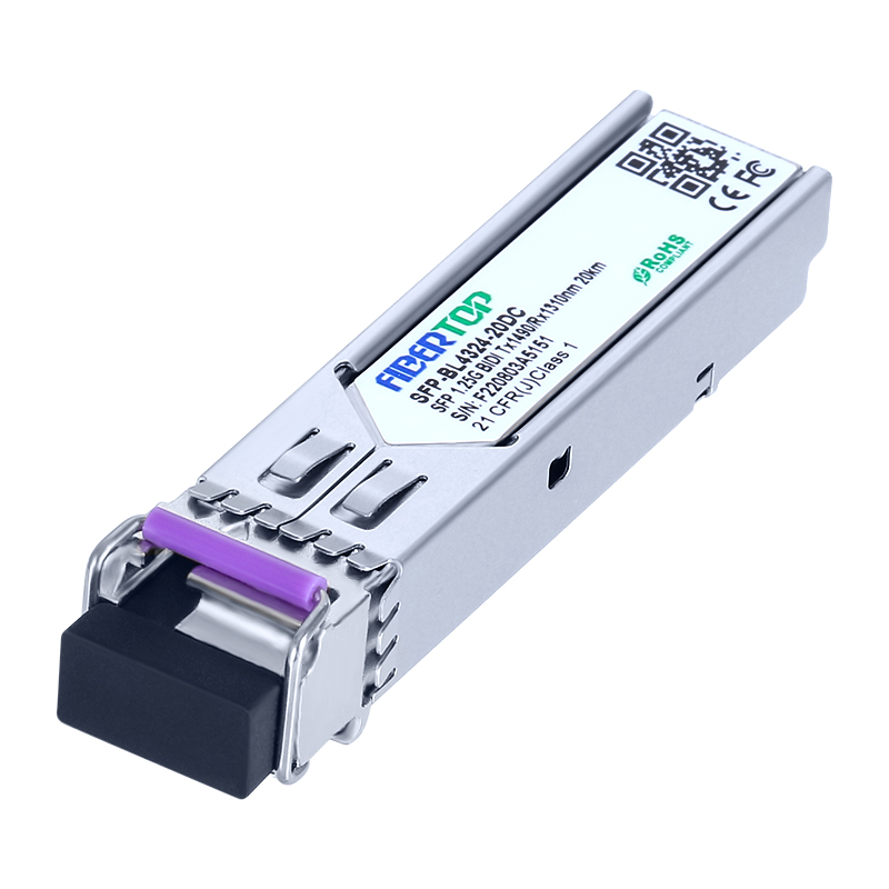 جهاز الإرسال والاستقبال المتوافق مع Cisco® GLC-BX-D متوافق مع 1000Base-BX SFP (SMF ، 1490nmTx / 1310nmRx ، 20 كم ، LC ، DOM)